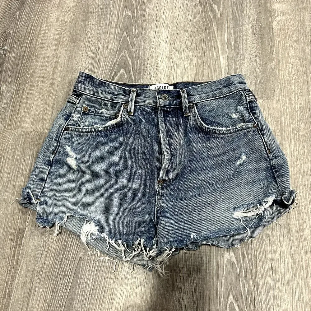 AGOLDE Jaden Surreal High-Rise Denim Cut Off Shorts Size 26